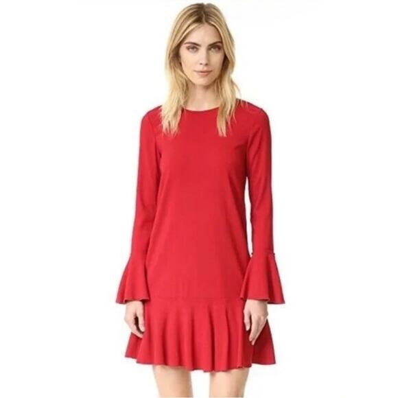 Theory Candy Apple Red Ruffled Party Date Night Dress NWOT Size 4 - Picture 2 of 14